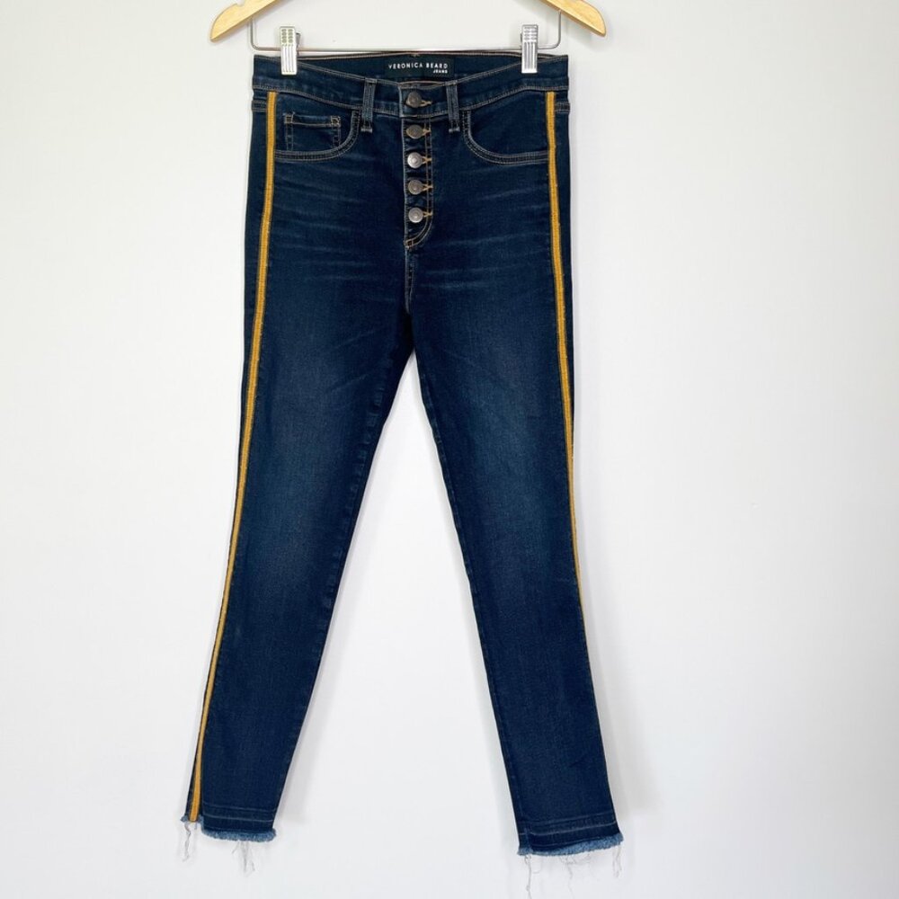 Veronica Beard Jeans‎ Size 26 10" Skinny Tuxedo Stripe Debbie Dark Slate Wash